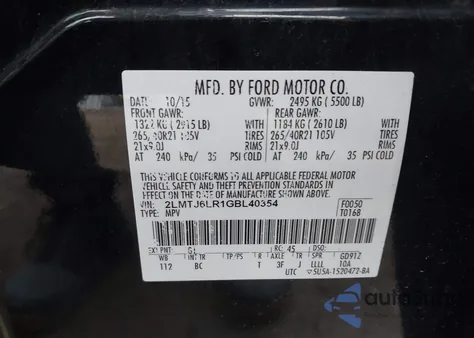 2016 Lincoln Mkx Reserve z USA, uszkodzony, nr VIN 2LMTJ6LR1GBL40354